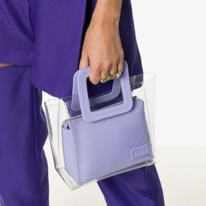 Staud PVC Mini Shirley Clear Purple Tote Bag